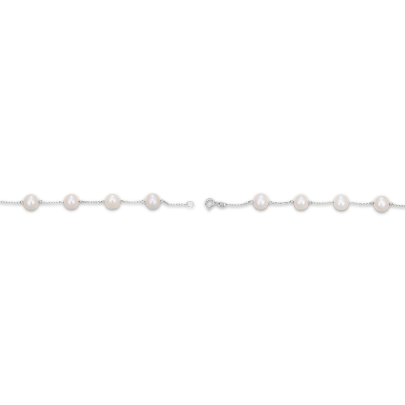 Main Image 4 of Cultured Pearl Station Bracelet Sterling Silver 7.25"