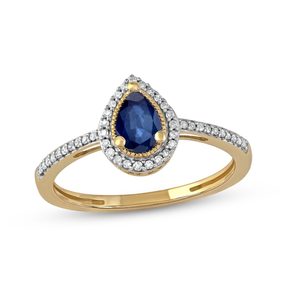 Blue Sapphire & Diamond Ring 1/10 ct tw 10K Yellow Gold