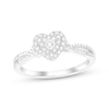 Thumbnail Image 1 of Multi-Diamond Heart-Shaped Halo Promise Ring 1/5 ct tw Sterling Silver