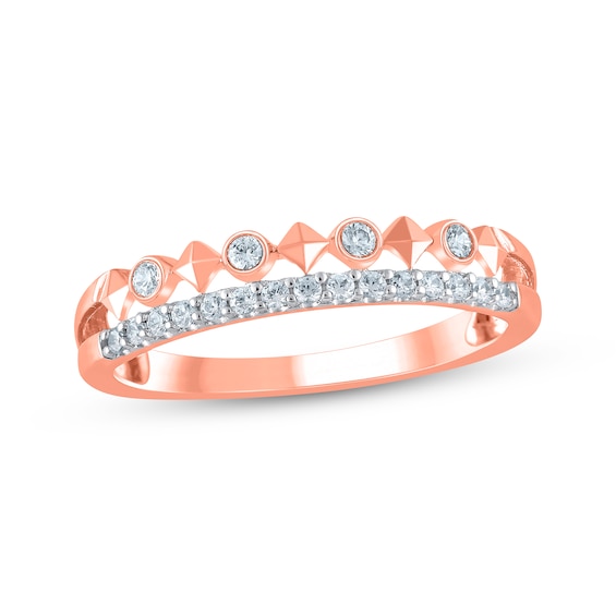 Now + Forever Diamond Two-Row Faux Stack Anniversary Ring 1/5 ct tw 14K Rose Gold
