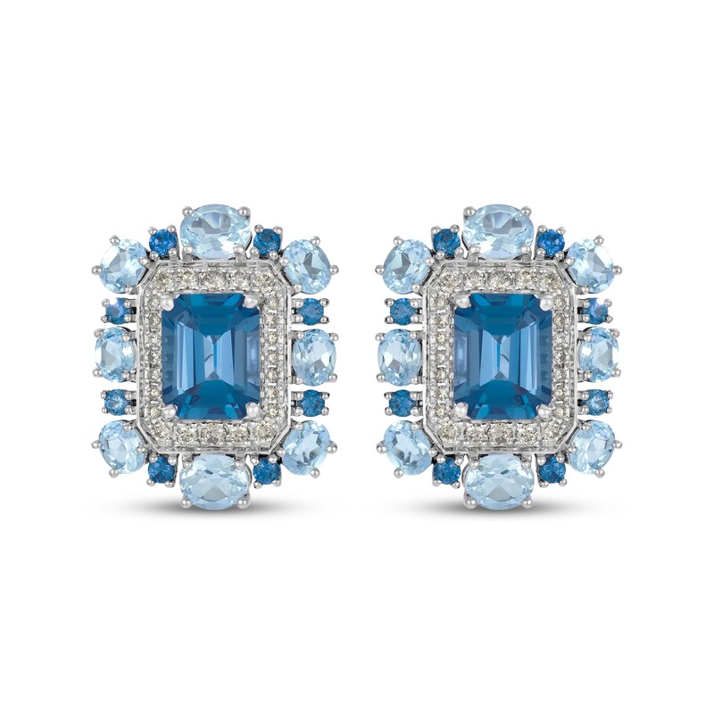 Main Image 2 of Le Vian Blue Topaz & Sapphire Earrings 1/2 ct tw Diamonds 14K Vanilla Gold