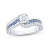 Thumbnail Image 1 of Now + Forever Round-Cut Diamond & Natural Blue Sapphire Bypass Engagement Ring 3/4 ct tw 14K White Gold