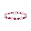 Thumbnail Image 1 of Pear-Shaped Lab-Created Ruby & White Lab-Created Sapphire Bracelet Sterling Silver 7&quot;