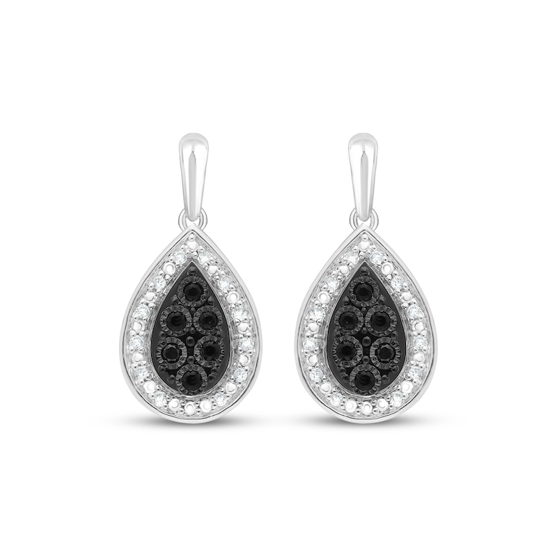 Main Image 2 of Black & White Multi-Diamond Teardrop Dangle Earrings 1/6 ct tw Sterling Silver