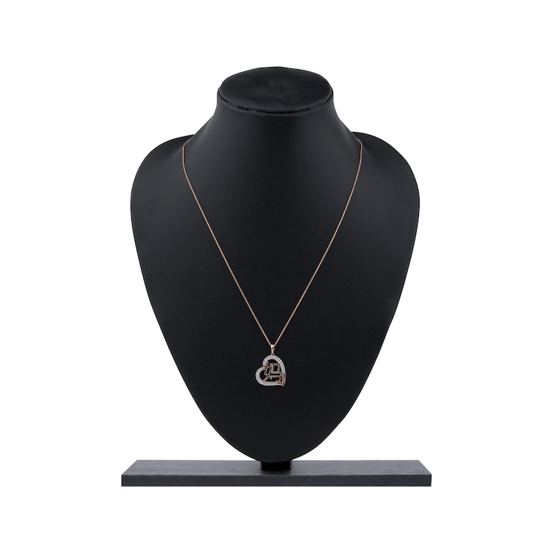 Main Image 5 of Diamond Chinese &quot;Mother&quot; Heart Necklace 1/4 ct tw 10K Rose Gold 18&quot;
