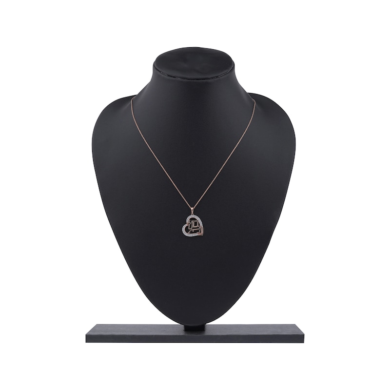 Main Image 6 of Diamond Chinese &quot;Mother&quot; Heart Necklace 1/4 ct tw 10K Rose Gold 18&quot;
