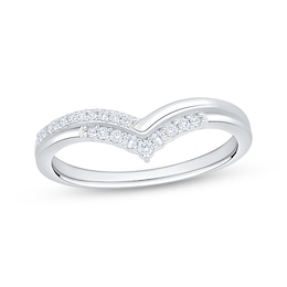 Now + Forever Diamond Chevron Anniversary Ring 1/8 ct tw 10K White Gold