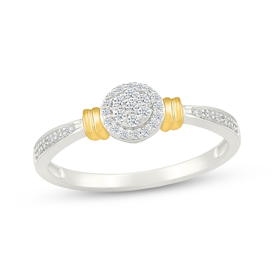 Multi-Diamond Circle Promise Ring 1/8 ct tw 10K Two-Tone Gold