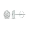 Thumbnail Image 1 of Round & Baguette-Cut Multi-Diamond Oval Halo Stud Earrings 1/2 ct tw 10K White Gold