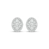 Thumbnail Image 2 of Round & Baguette-Cut Multi-Diamond Oval Halo Stud Earrings 1/2 ct tw 10K White Gold