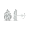 Thumbnail Image 1 of Baguette & Round-Cut Multi-Diamond Teardrop Halo Stud Earrings 1/2 ct tw 10K White Gold
