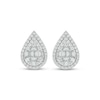 Thumbnail Image 2 of Baguette & Round-Cut Multi-Diamond Teardrop Halo Stud Earrings 1/2 ct tw 10K White Gold