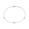 Thumbnail Image 1 of Diamond Heart Outline Station Anklet 1/8 ct tw 10K Rose Gold 10"
