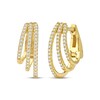 Thumbnail Image 1 of Diamond Three-Row Staggered Huggie Hoop Earrings 1/4 ct tw 10K Yellow Gold