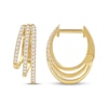 Thumbnail Image 3 of Diamond Three-Row Staggered Huggie Hoop Earrings 1/4 ct tw 10K Yellow Gold