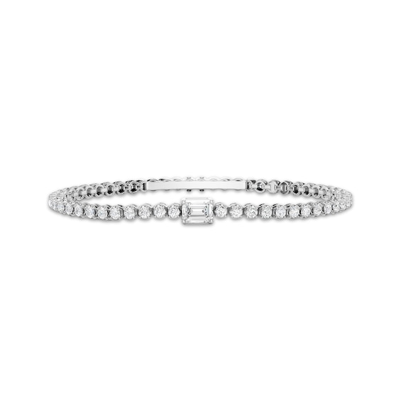 KAY Lab-Grown Diamonds Emerald-Cut & Round-Cut Tennis Bracelet 4 ct tw 10K White Gold 7"