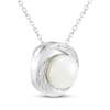 Thumbnail Image 2 of Button Cultured Pearl & White Lab-Created Sapphire Swirl Necklace Sterling Silver 18"