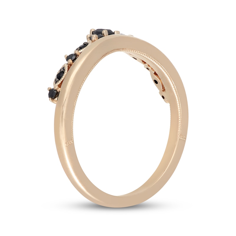 Main Image 2 of Neil Lane Pear-Shaped & Round-Cut Black Diamond Contour Anniversary Ring 1/5 ct tw 14K Yellow Gold