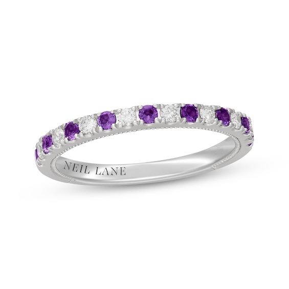 Neil Lane Amethyst & Diamond Anniversary Ring 1/5 ct tw 14K White Gold