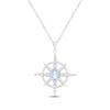 Thumbnail Image 1 of Oval-Cut Aquamarine & White Lab-Created Sapphire North Star Necklace Sterling Silver 18"