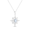 Thumbnail Image 2 of Oval-Cut Aquamarine & White Lab-Created Sapphire North Star Necklace Sterling Silver 18"