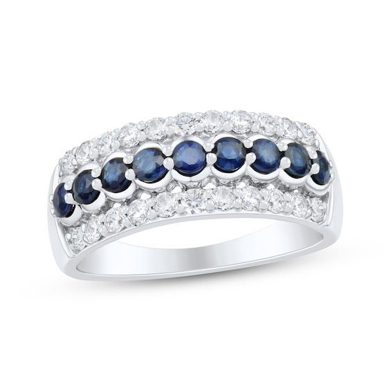 Now + Forever Blue Sapphire & Diamond Anniversary Ring 1/2 ct tw 10K White Gold