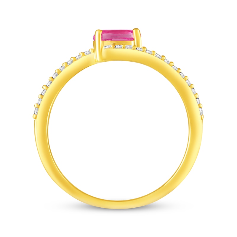 Main Image 3 of STUDIO BY KAY Oval-Cut Pink Lab-Created Sapphire & White Lab-Created Sapphire Bypass Ring 24K Yellow Gold Vermeil Sterling Silver