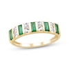Thumbnail Image 1 of Now + Forever Baguette-Cut Emerald & Diamond Anniversary Ring 1/4 ct tw 10K Yellow Gold