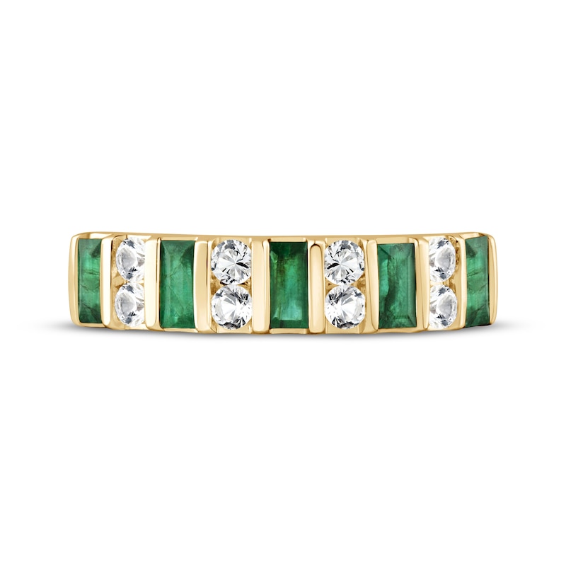 Main Image 3 of Now + Forever Baguette-Cut Emerald & Diamond Anniversary Ring 1/4 ct tw 10K Yellow Gold