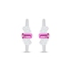 Thumbnail Image 2 of STUDIO BY KAY Baguette-Cut Pink & White Lab-Created Sapphire Hoop Earrings Sterling Silver