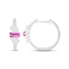 Thumbnail Image 3 of STUDIO BY KAY Baguette-Cut Pink & White Lab-Created Sapphire Hoop Earrings Sterling Silver