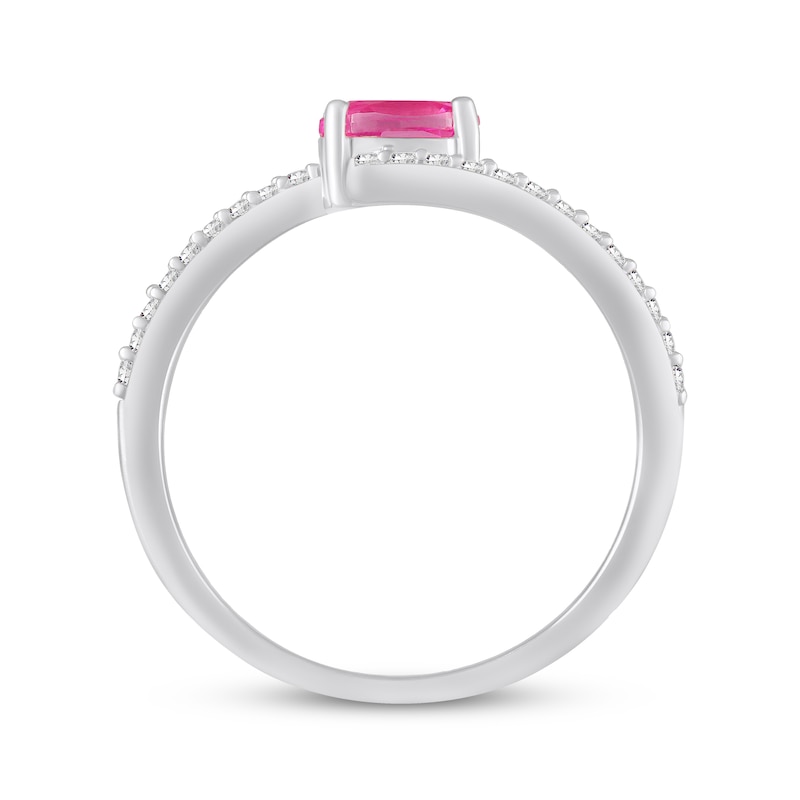 Main Image 3 of STUDIO BY KAY Oval-Cut Pink Lab-Created Sapphire & White Lab-Created Sapphire Bypass Ring Sterling Silver