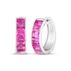 Thumbnail Image 1 of STUDIO BY KAY Baguette-Cut Pink Sapphire Hoop Earrings Sterling Silver