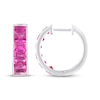 Thumbnail Image 3 of STUDIO BY KAY Baguette-Cut Pink Sapphire Hoop Earrings Sterling Silver