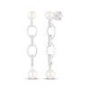 Thumbnail Image 1 of STUDIO BY KAY Cultured Pearl & White Lab-Created Sapphire Link Drop Earrings Sterling Silver