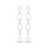 Thumbnail Image 2 of STUDIO BY KAY Cultured Pearl & White Lab-Created Sapphire Link Drop Earrings Sterling Silver