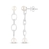 Thumbnail Image 3 of STUDIO BY KAY Cultured Pearl & White Lab-Created Sapphire Link Drop Earrings Sterling Silver
