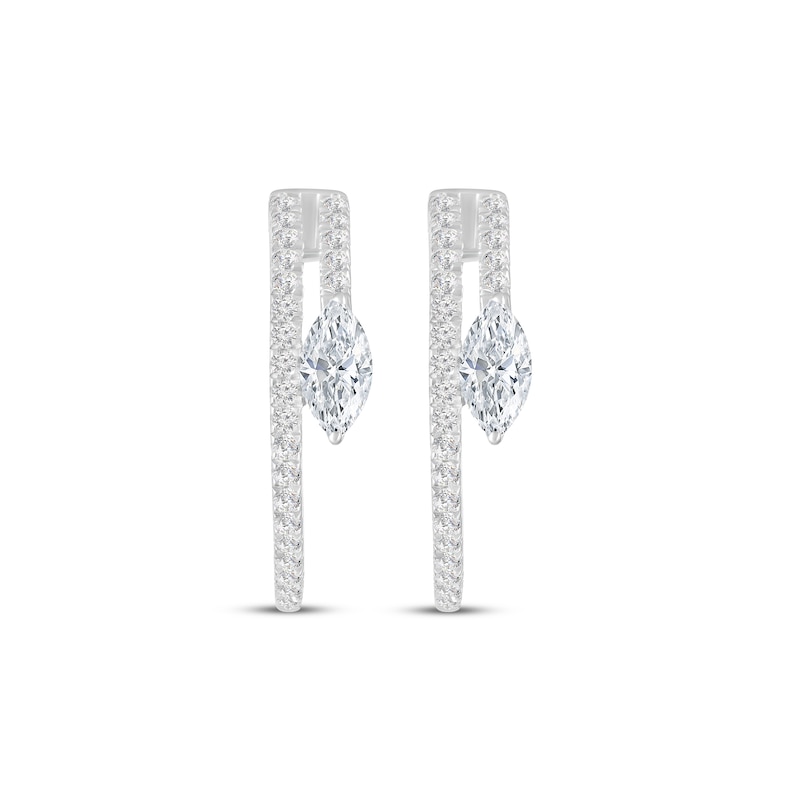 Main Image 2 of KAY Lab-Grown Diamonds Marquise & Round-Cut Hoop Earrings 1 ct tw 10K White Gold