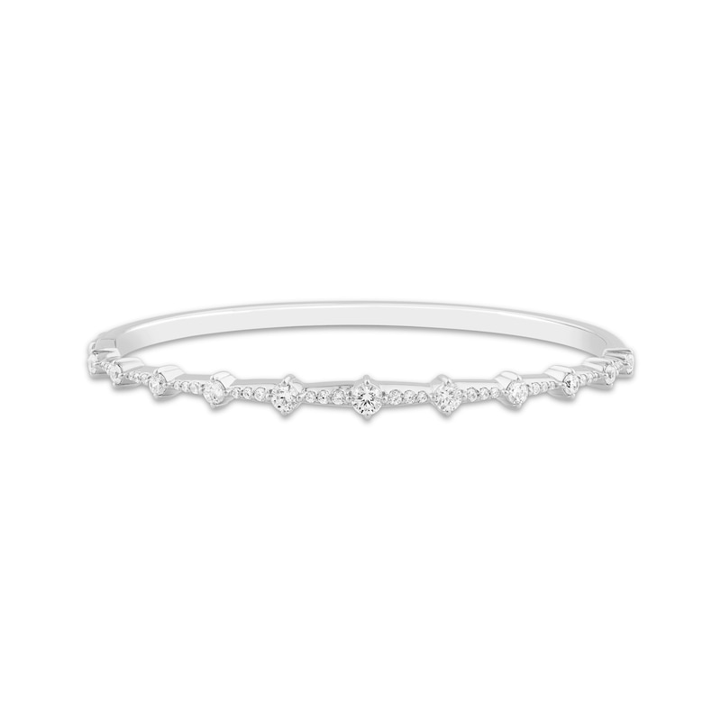Main Image 1 of Milestones Lab-Grown Diamond Station Bangle Bracelet 1-1/4 ct tw Sterling Silver