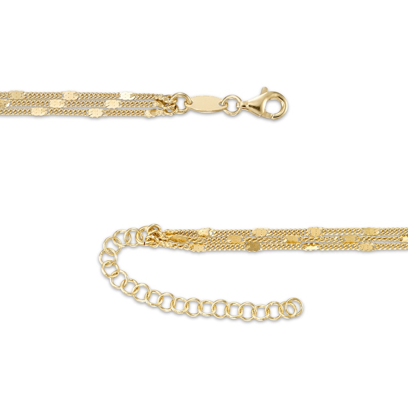 Main Image 2 of Three-Strand Layered Curb Chain Necklace 24K Yellow Gold Vermeil Solid Sterling Silver 20"