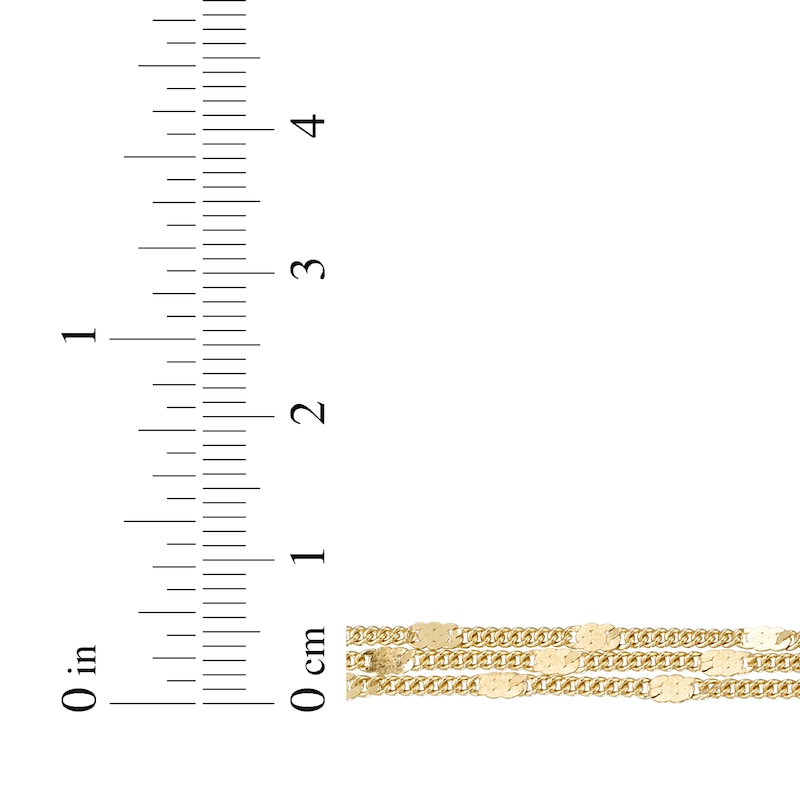 Main Image 4 of Three-Strand Layered Curb Chain Necklace 24K Yellow Gold Vermeil Solid Sterling Silver 20"