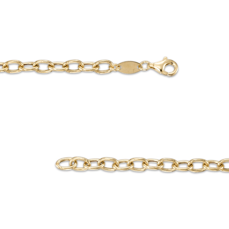 Main Image 2 of Paperclip Link Station Necklace 24K Yellow Gold Vermeil Hollow Sterling Silver 18"