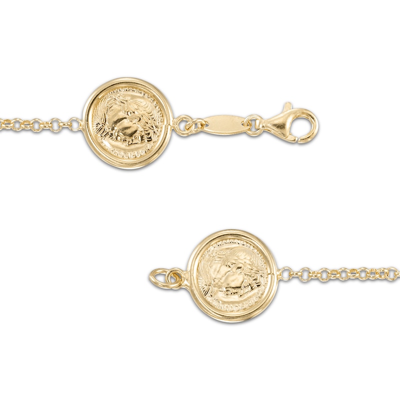 Main Image 2 of Coin Station Bracelet 24K Yellow Gold Vermeil Sterling Silver 7.5"