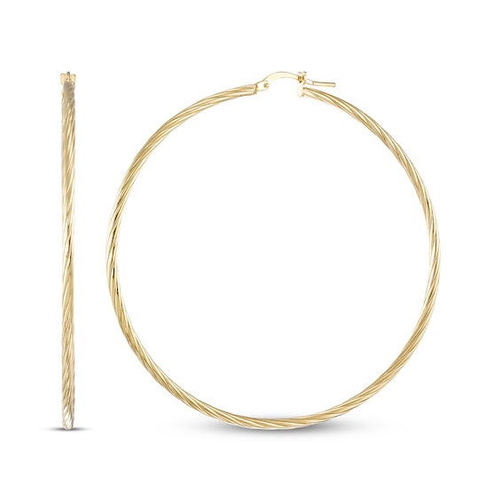 Twist Hoop Earrings 24K Yellow Gold Vermeil Sterling Silver 60mm