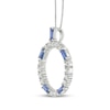 Thumbnail Image 2 of Baguette-Cut Blue Sapphire & Diamond Circle Frame Necklace 1/4 ct tw Sterling Silver 18"