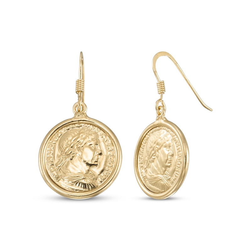 Main Image 1 of Coin Dangle Earrings 24K Yellow Gold Vermeil Sterling Silver