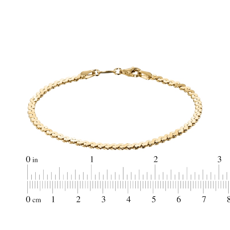 Main Image 4 of 3mm Serpentine Chain Bracelet 24K Yellow Gold Vermeil Solid Sterling Silver 7.5"