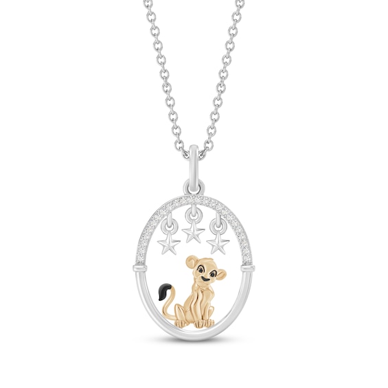 Disney Treasures The Lion King "Simba" Diamond Star Necklace 1/20 ct tw Sterling Silver & 10K Yellow Gold 19"
