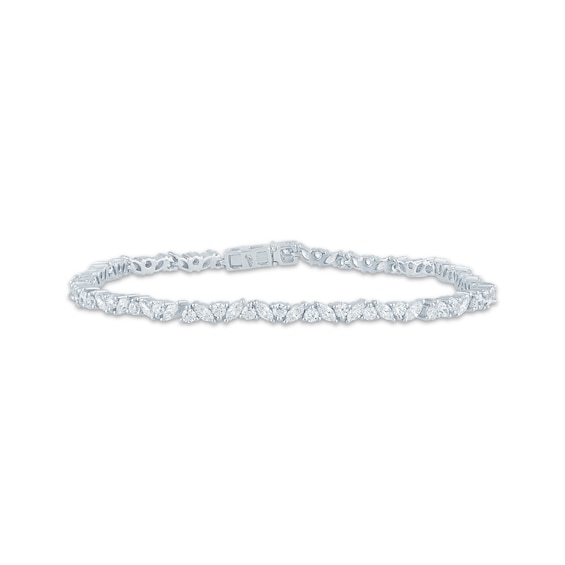 Monique Lhuillier Bliss Marquise & Round-Cut Lab-Grown Diamond Line Bracelet 3-1/8 ct tw Platinum-Plated Sterling Silver 7"