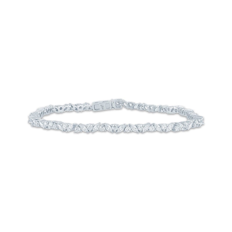 Main Image 1 of Monique Lhuillier Bliss Marquise & Round-Cut Lab-Grown Diamond Line Bracelet 3-1/8 ct tw Platinum-Plated Sterling Silver 7"